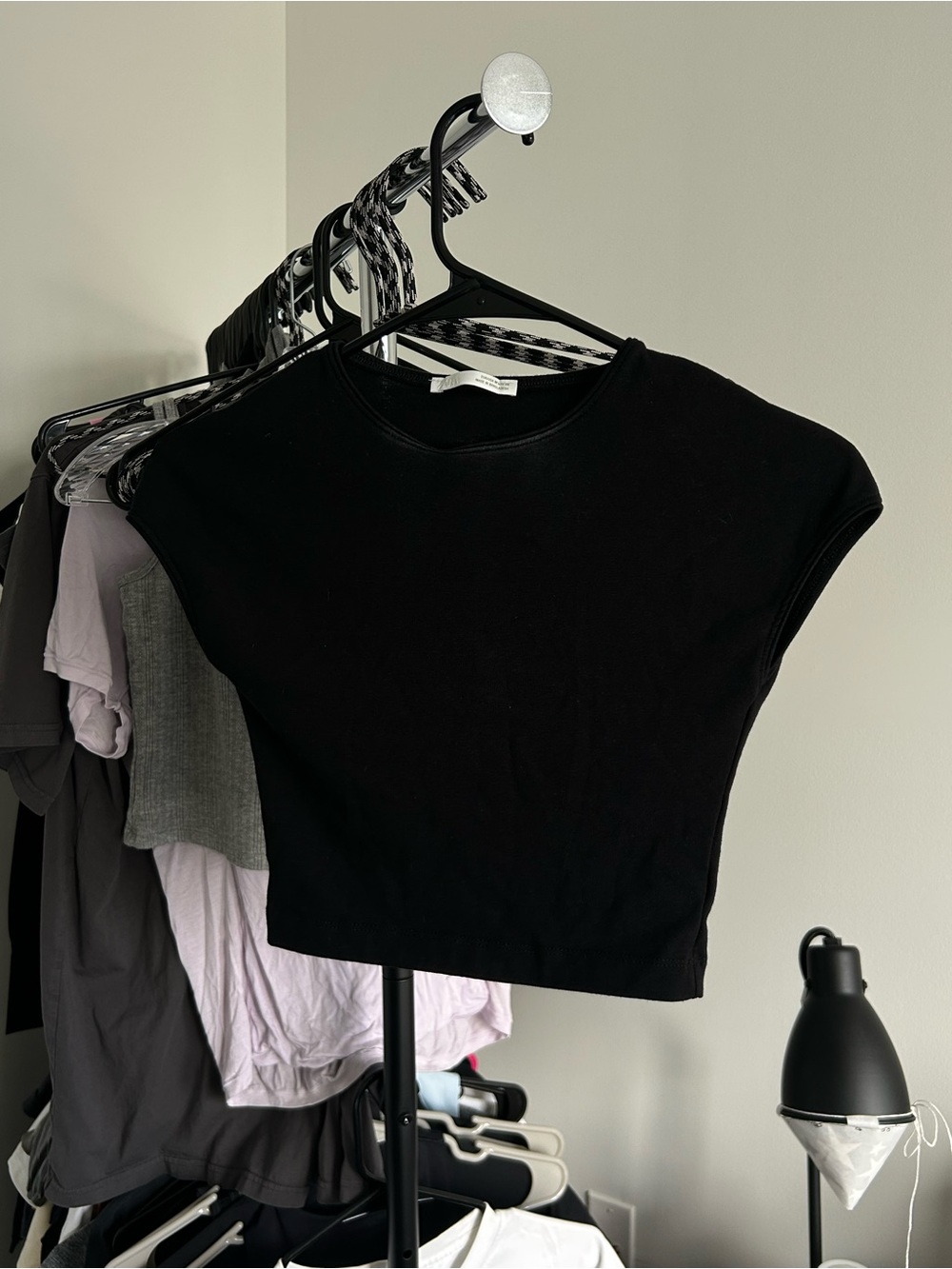 Zara Black Cap-Sleeve Cropped Top